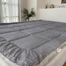 포시즌 프리미엄 토퍼, 체크 그레이_K