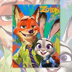 DIY 명화그리기 주토피아 유화세트 그림그리기 (40x50cm), 1세트, 혼합023