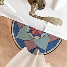 무드선셋 빈티지 타일 반원 출입구 현관 코일 발매트, D, 1개