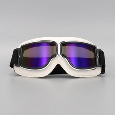 오버엣지 할리 라이더 고글 선글라스 안경 클래식 오토바이 방풍 고글 블랙 가죽 그레이 렌즈 1개, 화이트 가죽 블루 렌즈 × 1개