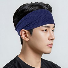 지원군몰 남자 운동 스포츠 헤어밴드 11cm 넓은 와이드 머리띠 이마 땀흡수 여름 쿨 헤드밴드, 네이비, 1개