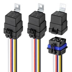Vkinman 3Pcs 5핀 12V 4030암페어 방수 릴레이 스위치 하네스 세트 SPDT 자동차 14AWG 핫 와이어 알람 전동 윈도우 스피커 교체