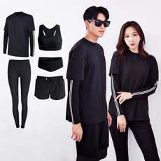 로이몬스터 남녀 상하의 풀세트(남4종/여5종) 오버핏 체형커버 레이어드 래쉬가드 빅사이즈 (상의+하의+레깅스+이너) /ROYMONSTER