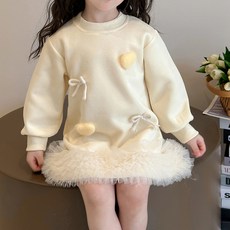 더그랜 여아 하트 리본 입체 와펜 튜튜 원피스 샤 스커트