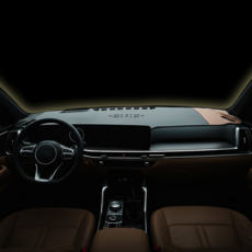 2026 쏘렌토 가죽 대쉬보드커버 럭스 카마루, 블랙가죽-브라운포인트, 2026 쏘렌토 HUD무 센터스피커유