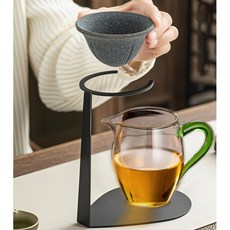 커피필터 세라믹커피필터 도자기 핸드드립 드리퍼 일본 깔때기 거름망, 차 필터(배출구X)+거치대+500ml컵, 1개