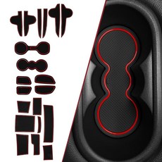 CupHolderHero Santa Fe Accessories 2019-2020 프리미엄 맞춤형 내부 미끄럼 방지 먼지 방지 컵 홀더 인서트 센터 콘솔 라이너 매트 도어 포켓, 레드 트림, 2019-2020 Hyundai Santa Fe