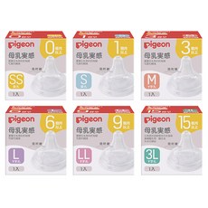 PIGEON 貝親 第三代寬口母乳實感奶嘴，柔軟矽膠材質，寬口設計易清潔，防脹氣孔設計, L號：6個月以上(Y孔), 1個