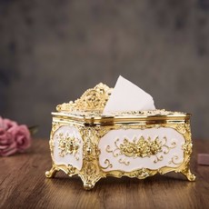 抽紙盒歐式客廳簡約可愛家用紙抽盒創意茶几紙巾盒牀頭櫃紙抽盒, 皇冠金【象牙白】♢