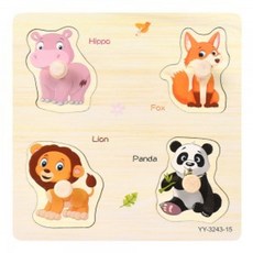 목제 4피스 판 꼭지퍼즐 (동물D) yy3243-15 모양 퍼즐 onl*23854iv