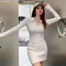 針織連衣裙女內搭甜辣風裙子修身毛衣打底緊身包臀裙ins