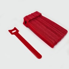 벨크로 케이블 타이 T형 탈부착 찍찍이 밴드 20P, 빨강, 20개