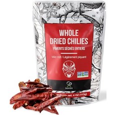 Soeos Whole Dried Chilies 4 oz M Soeos Whole Dried Chilies 4 oz Mild Spicy Chili Peppers Red Chil, 113.4g, 1개