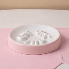 寵物慢食碗 貓咪小型犬陶瓷慢食盆 防噎 緩食 防打翻 保護頸椎 貓碗 狗碗, 1個, B粉色反口三魚慢食