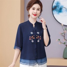 besteffie 봄여름 얇은 여성용 자켓 자수 장식 데일리룩 고급스러운 빈티지 여자 중년 우아한 가디건 5부 소매 K78