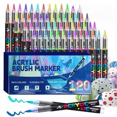 시스슈 아크릴 마카펜 직액식 대용량 드로잉 미술 전문 채색 소프트 브러쉬 펜 다색 혼합 마커펜, 1세트, 120색