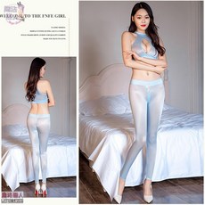 魔法戀人 Magic Lover 透視超薄高彈拉鍊開檔小腳褲套裝 多色時尚穿搭