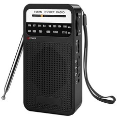 최고의 수신이 가능한 휴대용 라디오 AM FM 라우드 스피커가 있는 Goodes 트랜지스터 라디오 AA 배터리 작동 실내 실외 및 비상 사용을 위한 헤드폰 잭 - 그린, 블랙, 1) 블랙