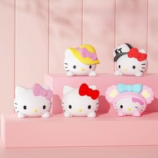 [Hello Kitty]헬로키티 인형 차량용 꾸미기 귀여운 파파 인형 모니터 데스크 장식용 인형 5개 세트, 1세트, 화이트