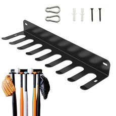 SHANMMY 벽걸이 야구 배트 랙 홀더 16명의 플레이어 보관 배트 모자 공 장갑 가방을 걸 수 있는 튼튼한 후크, SHANMMY 벽걸이 야구 배트 랙, 홀더 16명의 플