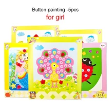 쿠쿠스토어 버튼/Pompom/다이아몬드 스티커 어린이 DIY 장난감 퍼즐 조기 교육 수제 크리 에이 티브 그림, 05 5NKH for girl, 1개
