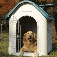 조립식 플라스틱 반려견 강아지집 개 애견하우스 대형견사, 1개, 창문o 정점 스타일 기본 버전  철문 없음