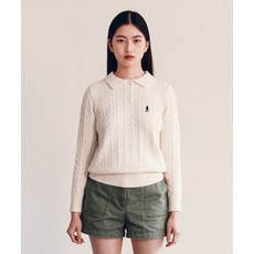 예일 YALE 우먼즈 케이블 폴로 니트_아이보리