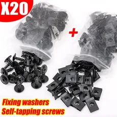 U자형 클립 철판 나사 탭핑 오토바이 패스너 자동차 금속, black 20x