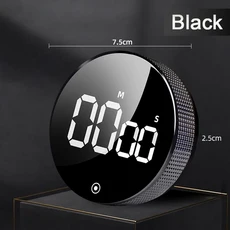 자석식 LED 디지털 타이머 요리 샤워 공부용 주방 자가 조절 회전식 카운트다운 알람 시계, 03 Black