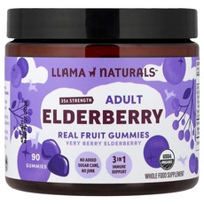 프리미엄상품 Llama Naturals 성인용 엘더베리 Real Fruit 구미젤리 베리 베리 엘더베리 구미젤리 90개 끝내주게잘나가는상품, LlamaNaturals성인용엘더베리RealFruit구