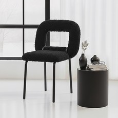 퍼니인어스 몽글 패브릭 체어 키치 디자인 컬러 카페의자, 1개, 블랙