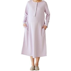 ANGELIEBE 엔젤리베 마タニティ 접결 거즈 A라인 원피스 수유복 라벤더 S-M