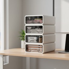 책상 정리함 문구 화장품 서랍식 다용도 수납함, 1개, 스몰4개
