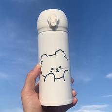 小熊圖案不鏽鋼保溫杯 可愛大容量便攜水杯, 可愛小熊350ML 350 - 500ML, 1個