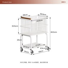 세탁 바구니 스텐 행거 빨래 이동식, A. 흰색 2단 더러운 옷 카트