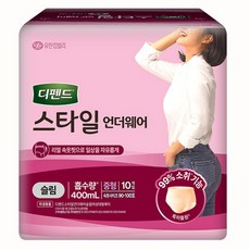 디펜드 스타일 언더웨어 여성용 슬림 중형 10P x 1팩 / 성인용 팬티기저귀, 10개입, 1박스