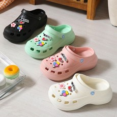 여성 5cm 에바 통굽 펀칭 키높이 여름 슬리퍼 실내화 아쿠아슈즈 물놀이 신발 샌들 가정용