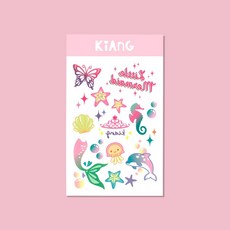 [키앙] (3장세트) KC인증 키즈 타투 스티커, 인어공주