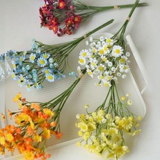 카모마일 조화 모형 데이지 인테리어 한송이 인조꽃 MWF0DA6D, 03.연블루