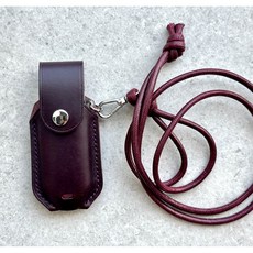 하카 시그니처 소가죽 케이스 무료이니셜각인, 1개, 와인 둥글게디자인(목걸이+아일렛고리SET)