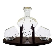 鑽石造型高硼矽玻璃威士忌醒酒器組, 1個, 1L