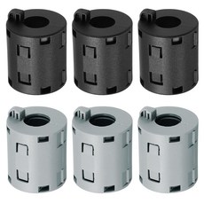 uxcell 6Pcs 페라이트 필터 링 코어 RFI EMI 소음 억제 케이블 클립 ID 3mm 05인치 전자 기기 산업용 블랙그레이용 귀 포함, 9mm, Grey, 20