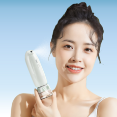 케이엠 홈케어 휴대용 충전식 고압 미세 나노입자분사 저분자 미스트기 수분공급기, 화이트