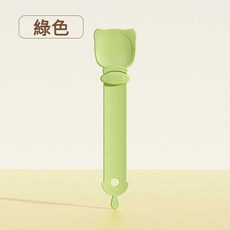 可愛貓咪造型寵物餵食輔助器，長柄設計，精準刻度，安全無毒材質，方便清潔, 綠色, 1個