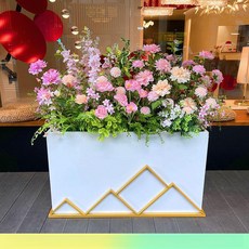 플랜트 화분 박스 사무실 조화 화단 나무 인조 베란다, 핑크 혼합 양면