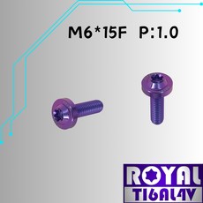 ROYAL 鈦合金螺絲 M6*15F P:1.0 飛碟頭螺絲 64鈦 附發票 幻彩藍, 1個