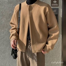 MQOO 大碼針織外套男士，圓領針織開衫，2024秋冬新款青年長袖毛衣，修身百搭大碼外套