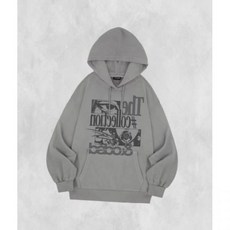 오드스튜디오 그런지 피그먼트 그래픽 오버핏 후드 - LIGHT GRAY 299244