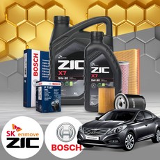 그랜져HG(11~16) 3.0/3.3 가솔린 지크 X7 5W30 SP 엔진오일필터세트 6리터, 1개, 6L