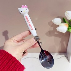 스테인리스 식기 세트 귀여운 포크 스푼, 키티 캣 스푼, 1개, 기본 색상